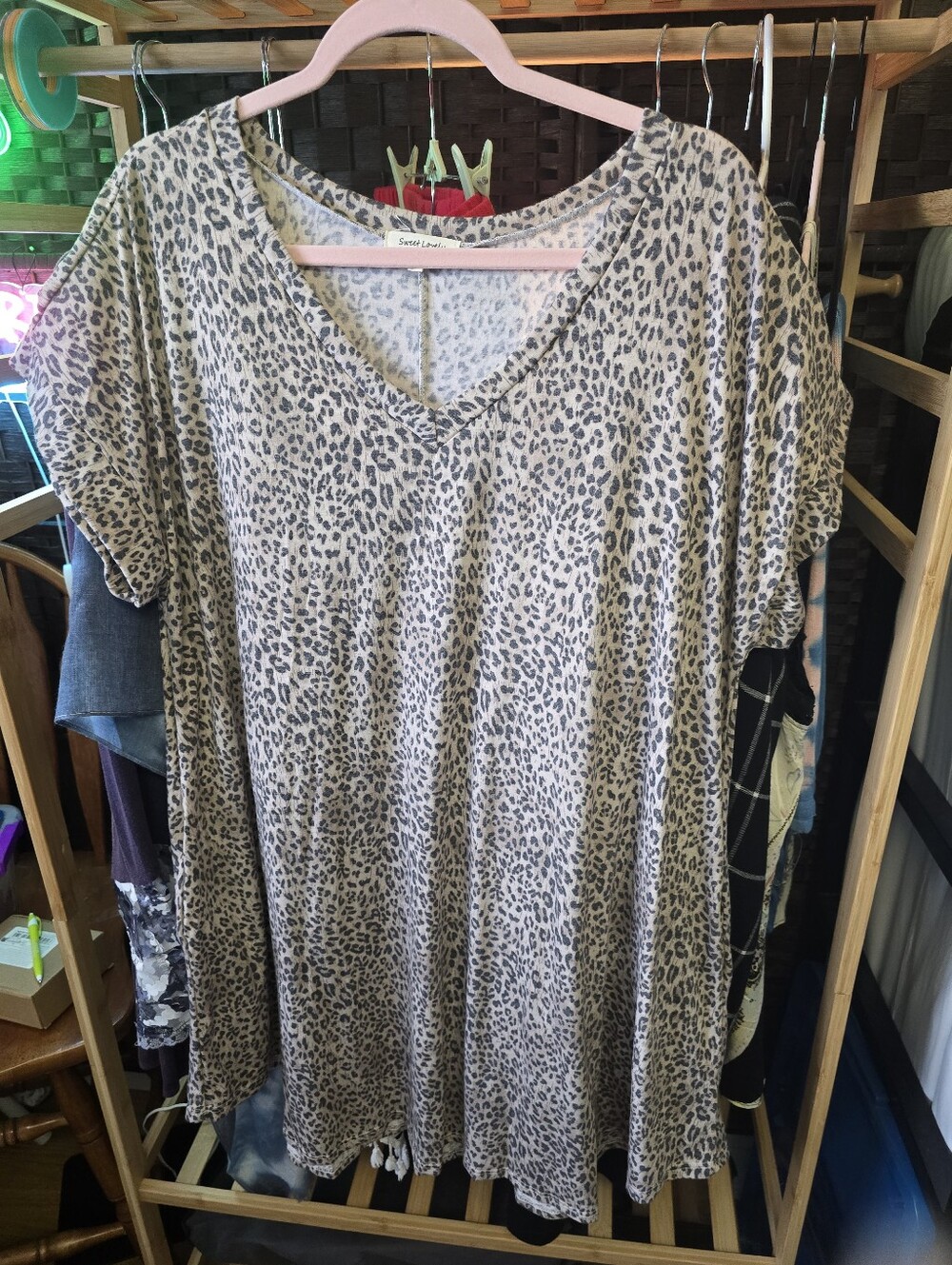 #0612 🧜‍♀️ 2X NWOT SWEET LOVELY BY JEN Dress Animal Print 26-27"PTP 37.5"Long